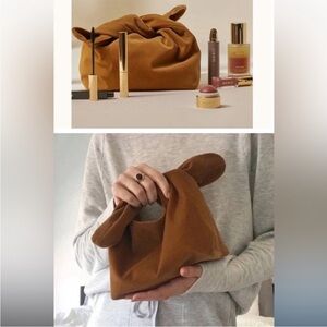 New•Merit Brown Corduroy Make Up Bag•